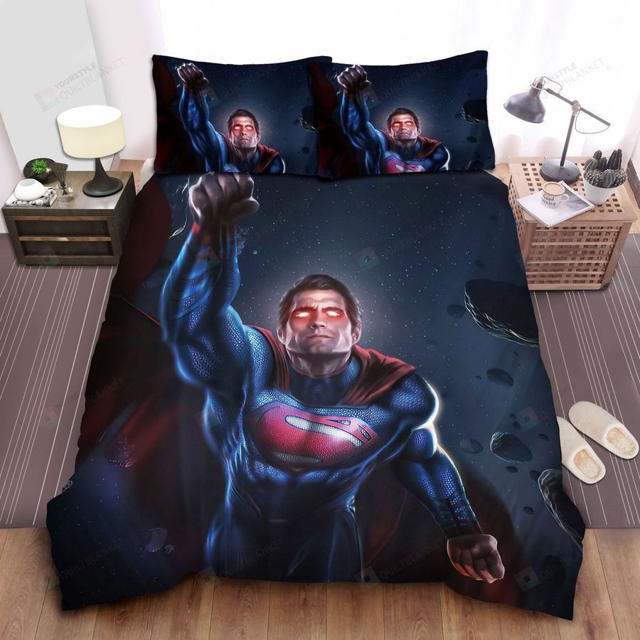 Superman, Dc Comics Character, Henry Cavill Flying Bed Sheets Spread Comforter Duvet Cover Bedding Sets