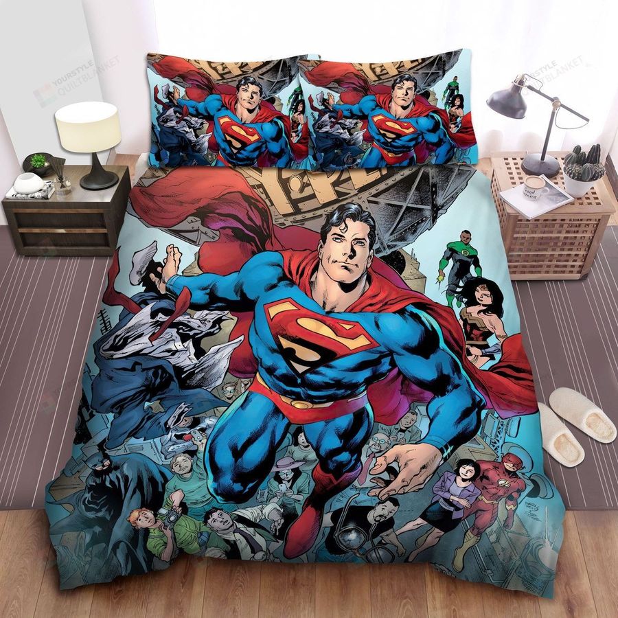 Superman, Dc Comics Character, Justice League Bed Sheets Spread Comforter Duvet Cover Bedding Sets