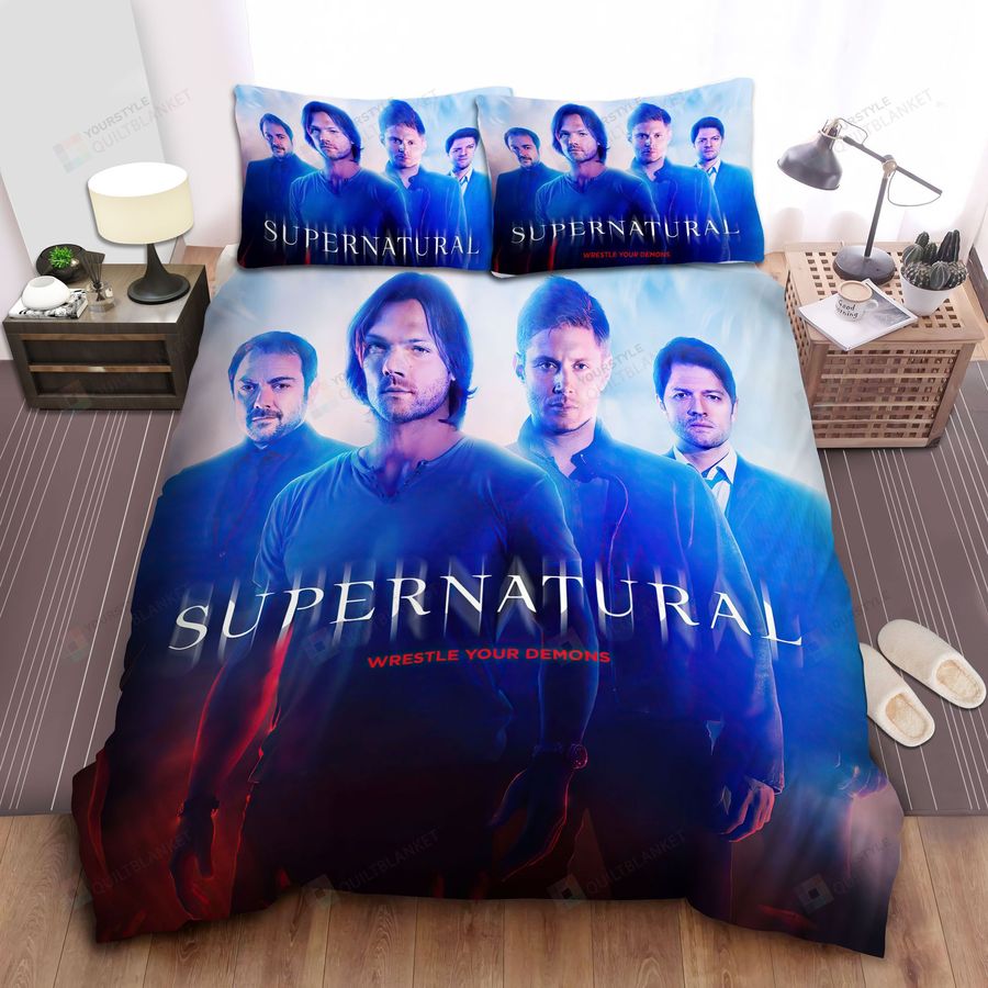 Supernatural Season 10 Wrestle Your Demons Poster Bed Sheets Spread Comforter Duvet Cover Bedding Sets