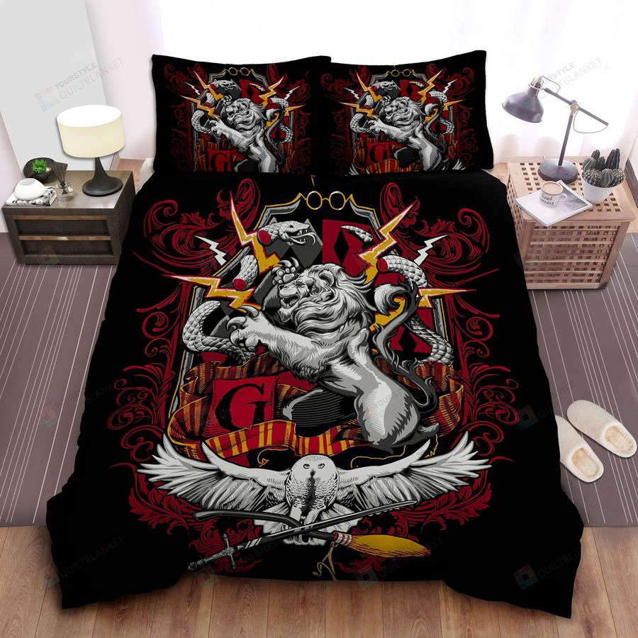 Symbol Of Gryffindor House The Lion Illustration Bed Sheets Spread Comforter Duvet Cover Bedding Sets