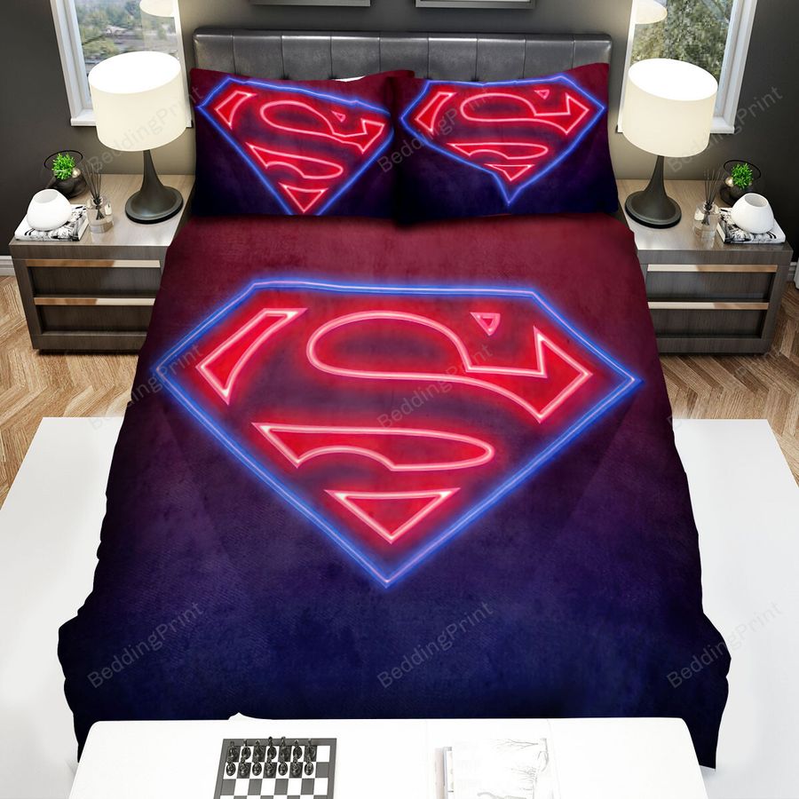 Symbols Of Hope Superman Neon Bed Sheets Spread Comforter Duvet Cover Bedding Sets