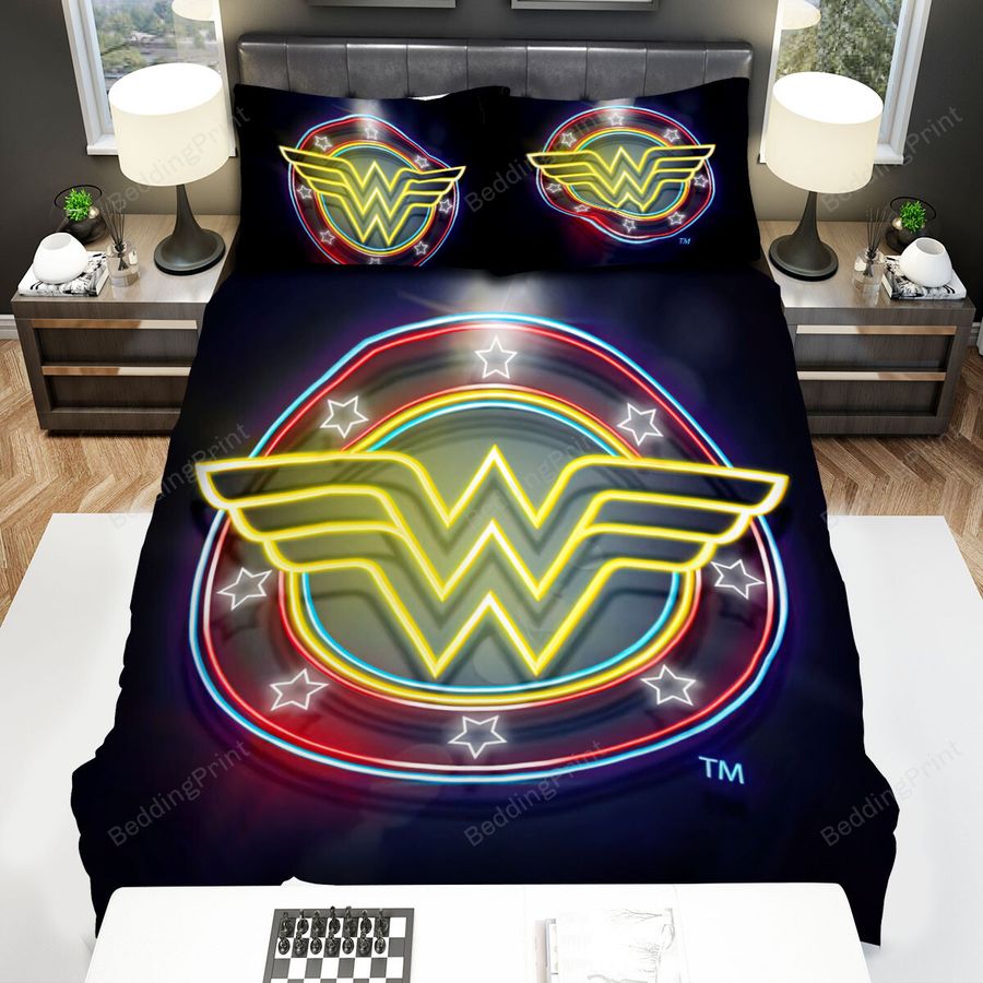 Symbols Of Hope Wonder Woman Neon Bed Sheets Spread Duvet Cover Bedding Sets