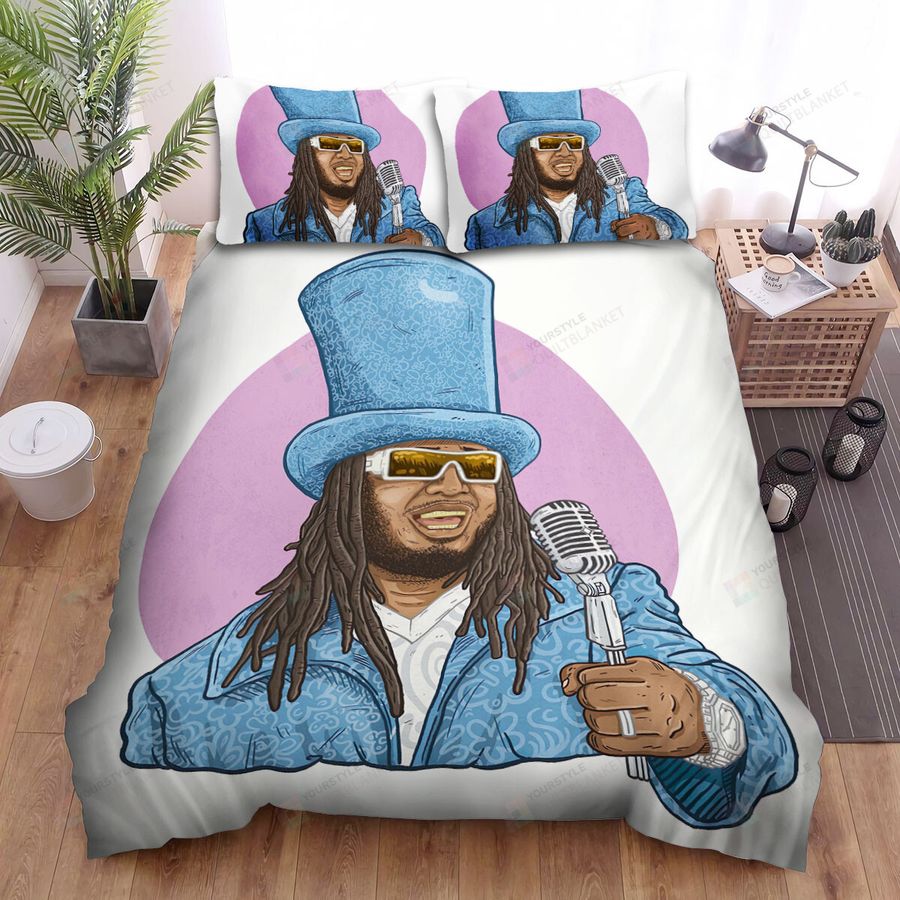 T Pain Blue Outfit Bed Sheets Spread Comforter Duvet Cover Bedding Sets