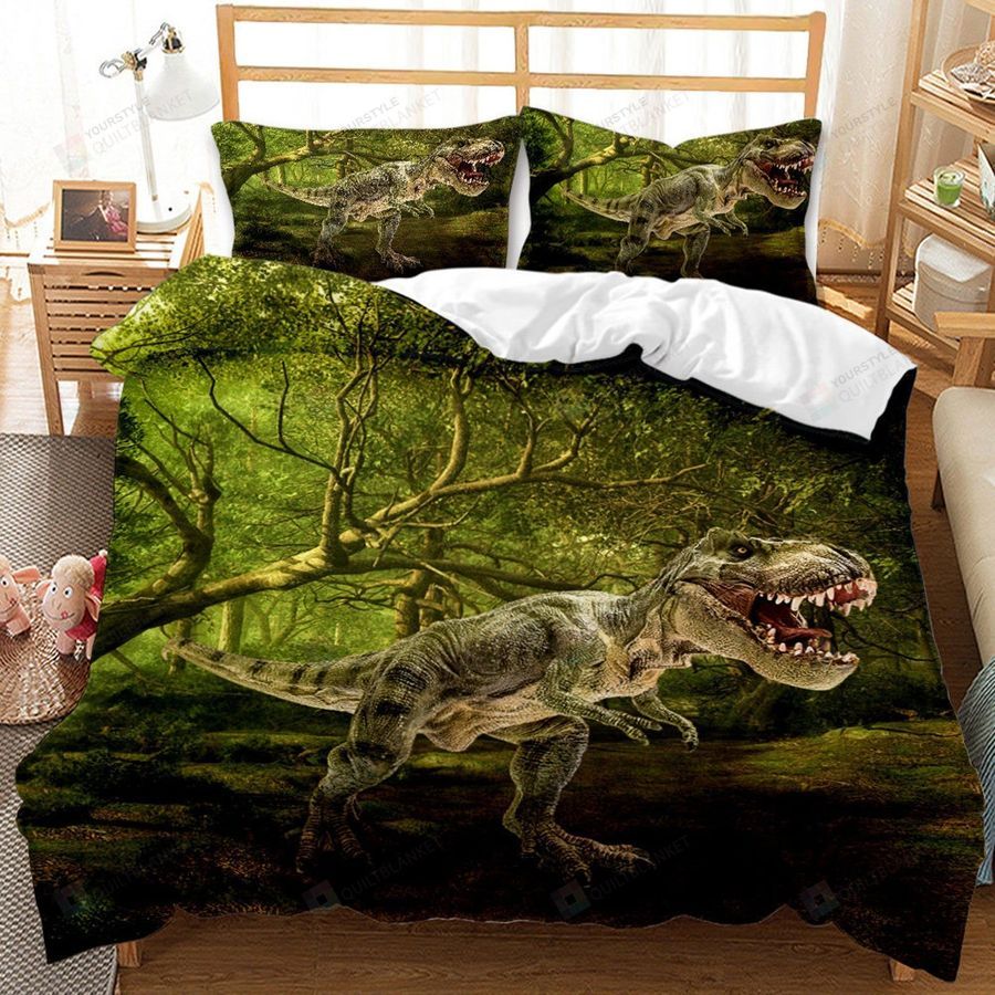 T Rex In Jurassic World Bed Sheets Duvet Cover Bedding Set