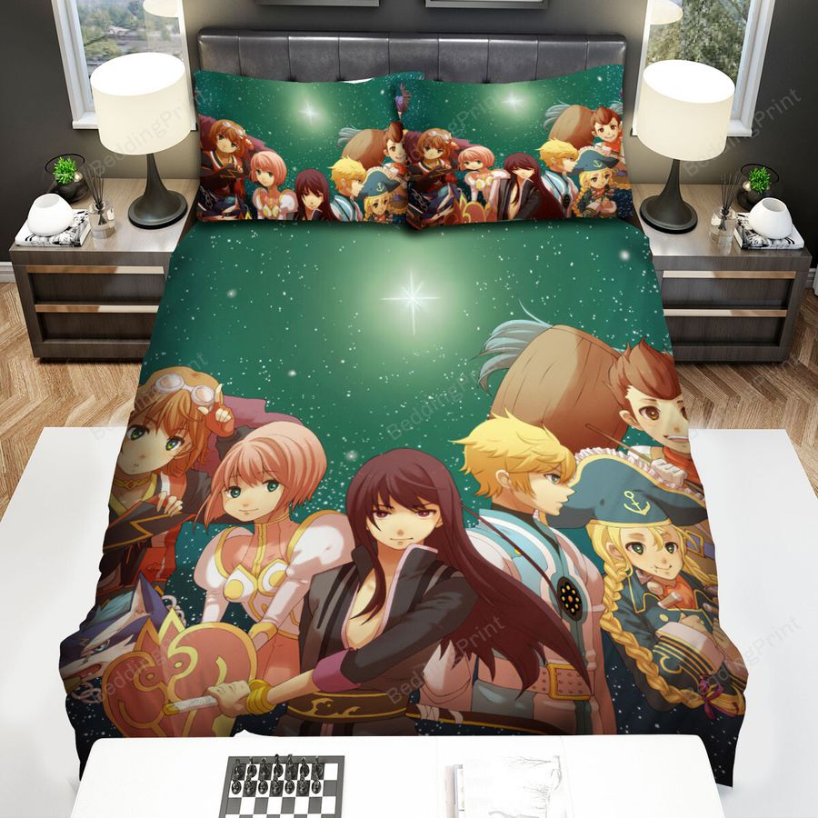 Tales Of Vesperia Main Characters In Galaxy Background Bed Sheets Spread Duvet Cover Bedding Sets