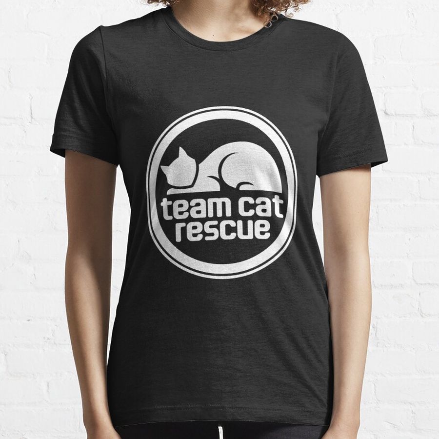 Team Cat Rescue logo (white) Essential T-Shirt