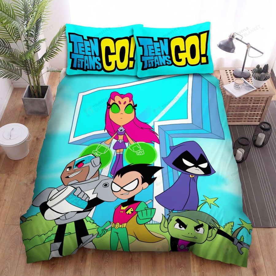 Teen Titans Go In Front Of The Tower Bed Sheets Spread Comforter Duvet Cover Bedding Sets
