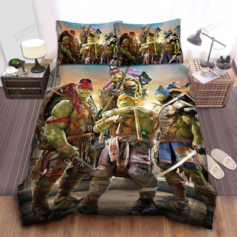 Teenage Mutant Ninja Turtles In The City 3d Illustration Bed Sheets Spread Comforter Duvet Cover Bedding Sets