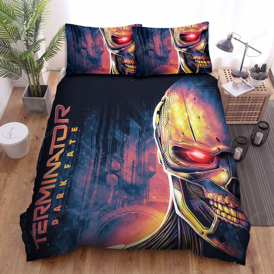 Terminator Dark Fate Art Of Skeleton Movie Poster Bed Sheets Spread Comforter Duvet Cover Bedding Sets