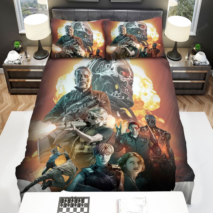Terminator Dark Fate Sky Dance Movie Poster Bed Sheets Spread Comforter Duvet Cover Bedding Sets