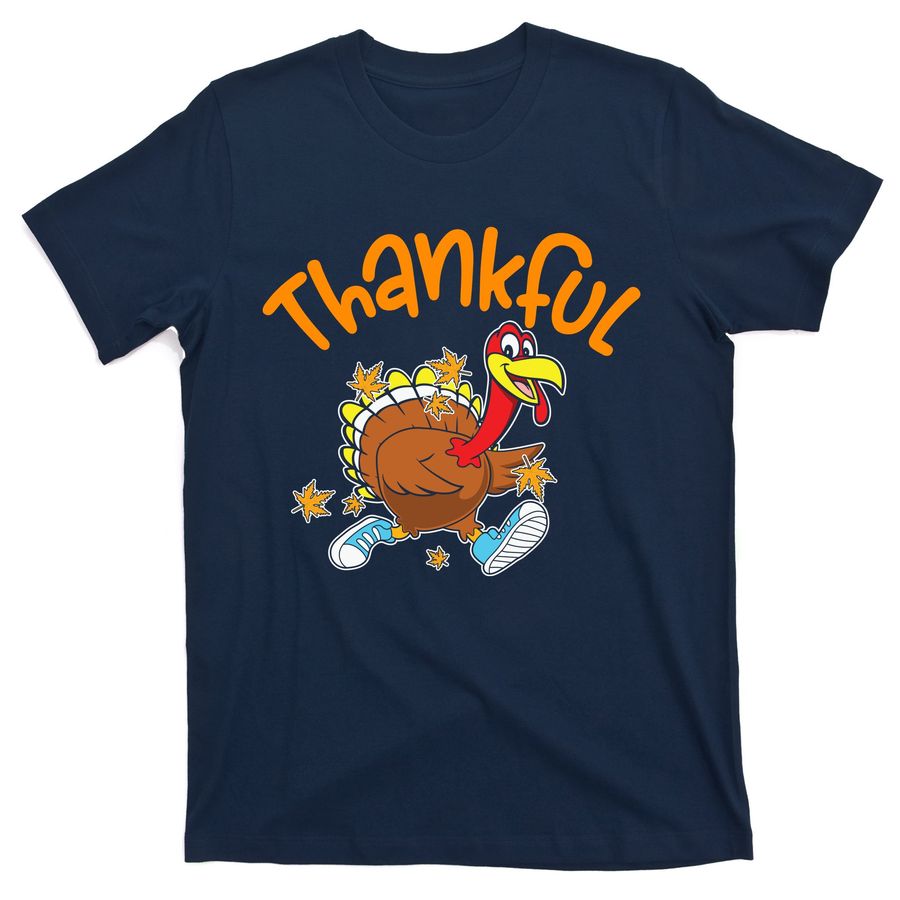 Thankful Turkey Running, Happpy Thanksgiving Day Autumn Fall Women T-Shirts
