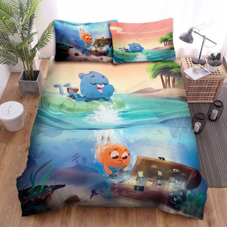 The Amazing World Of Gumball & Darwin At The Sea Bed Sheet Spread Duvet Cover Bedding Sets