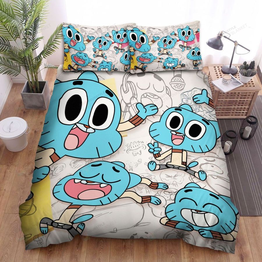 The Amazing World Of Gumball Funny Emotions Bed Sheet Spread Duvet Cover Bedding Sets