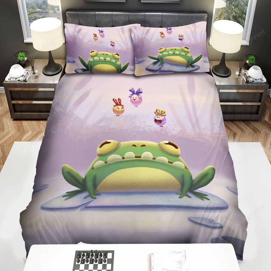 The Amphibians - The Frog Watching Flying Candies Bed Sheets Spread Duvet Cover Bedding Sets