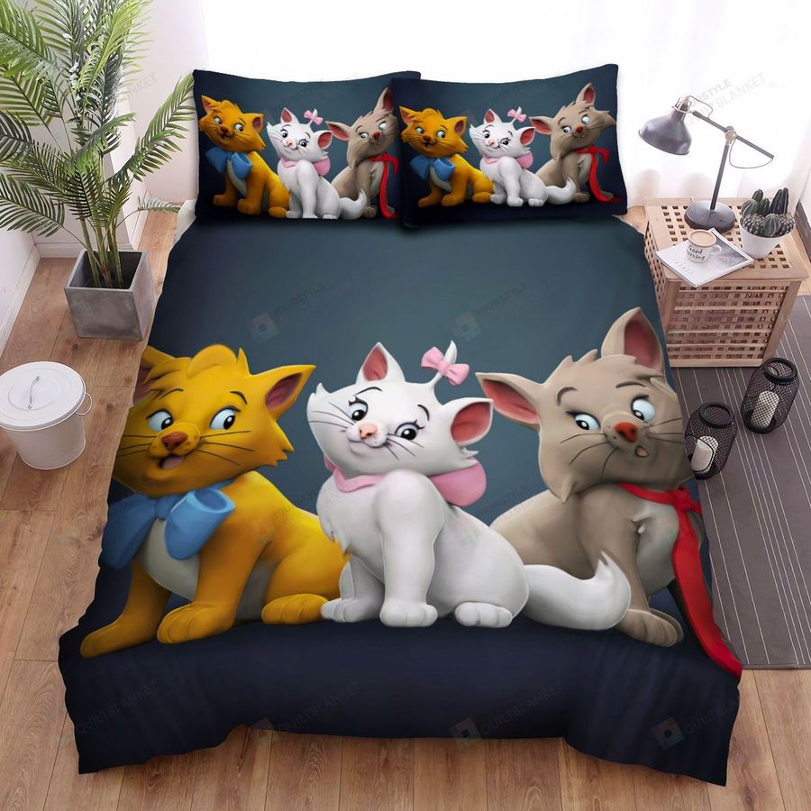 The Aristocats Lovely Marie, Toulouse And Berlioz Bed Sheet Spread Duvet Cover Bedding Sets