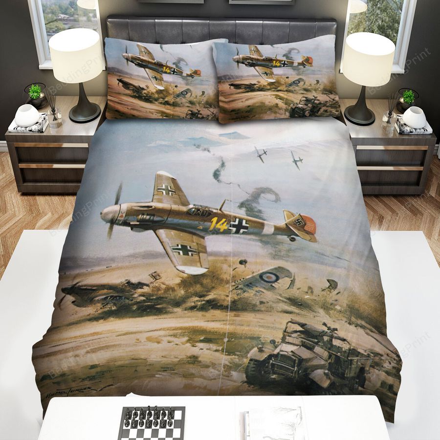 The Art Of Luftwaffe In Ww2, Bf109 Finished It Bed Sheets Spread Duvet Cover Bedding Sets