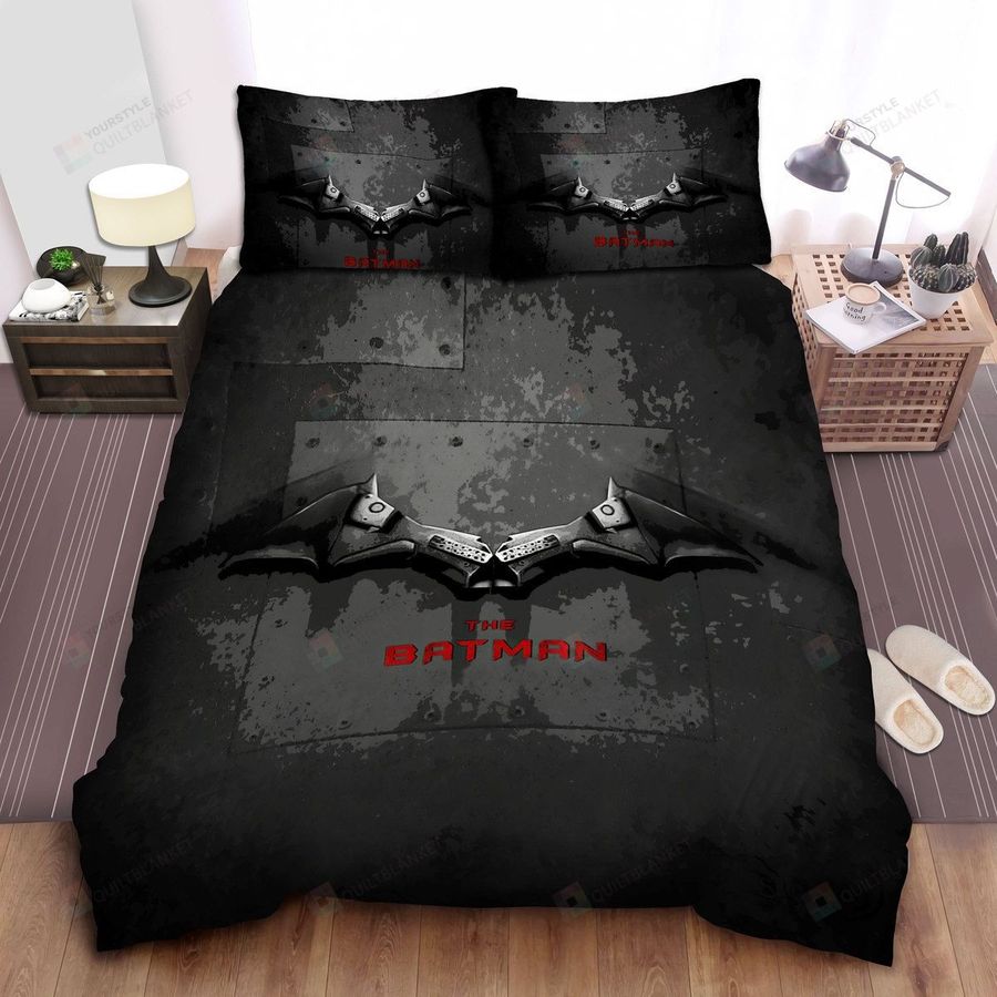 The Batman Metal Logo In Black & White Bed Sheets Spread Comforter Duvet Cover Bedding Sets