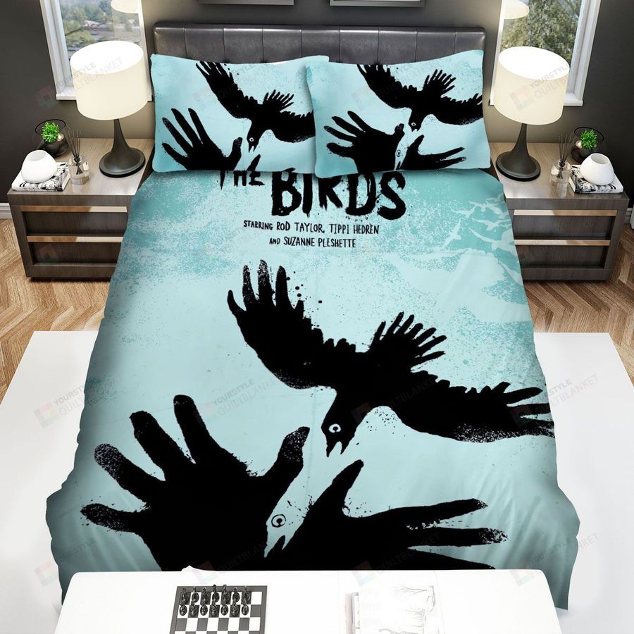 The Birds (1963) Starring Rod Taylor, Tippi Hedren Movie Poster Bed Sheets Spread Comforter Duvet Cover Bedding Sets