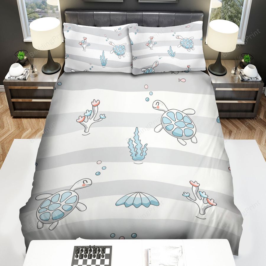 The Coral And Turtle Seamless Art Bed Sheets Spread Duvet Cover Bedding Sets