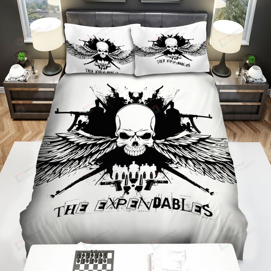 The Expendables Black Skull Logo Bed Sheets Spread Comforter Duvet Cover Bedding Sets