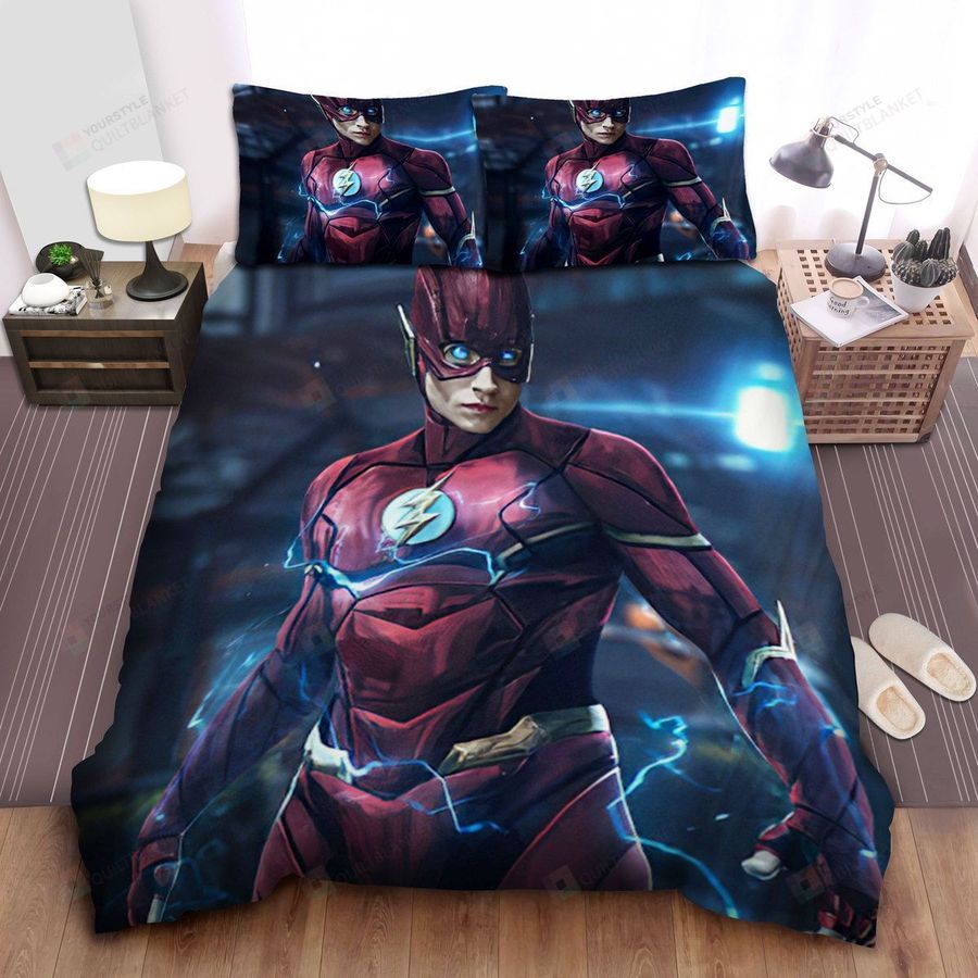 The Flash In Justice League Ready To Fight Bed Sheets Spread Comforter Duvet Cover Bedding Sets
