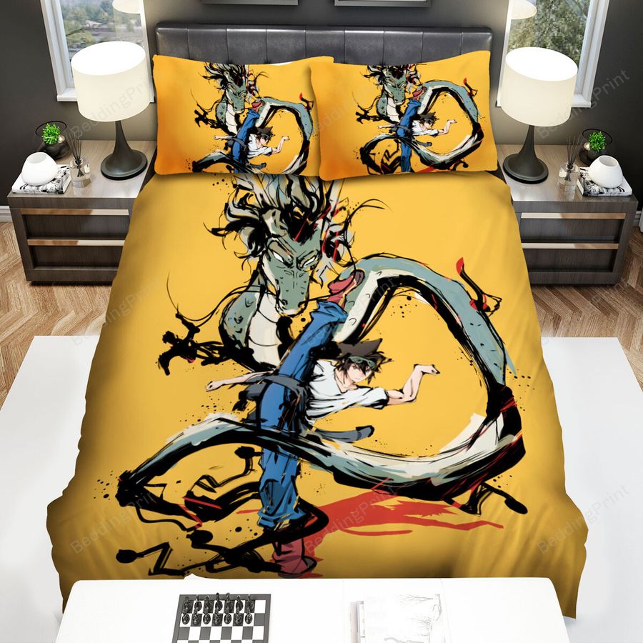 The God Of High School Jin Mori's Blue Dragon's Kick Bed Sheets Spread Duvet Cover Bedding Sets