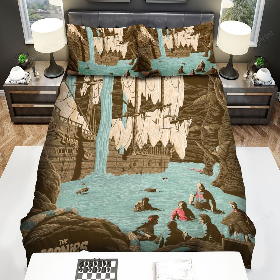 The Goonies Movie Boat Floating On The River Poster Bed Sheets Spread Comforter Duvet Cover Bedding Sets