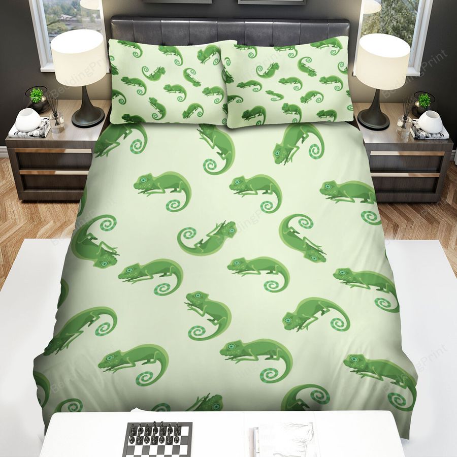 The Green Chameleon Seamless Cartoon Bed Sheets Spread Duvet Cover Bedding Sets