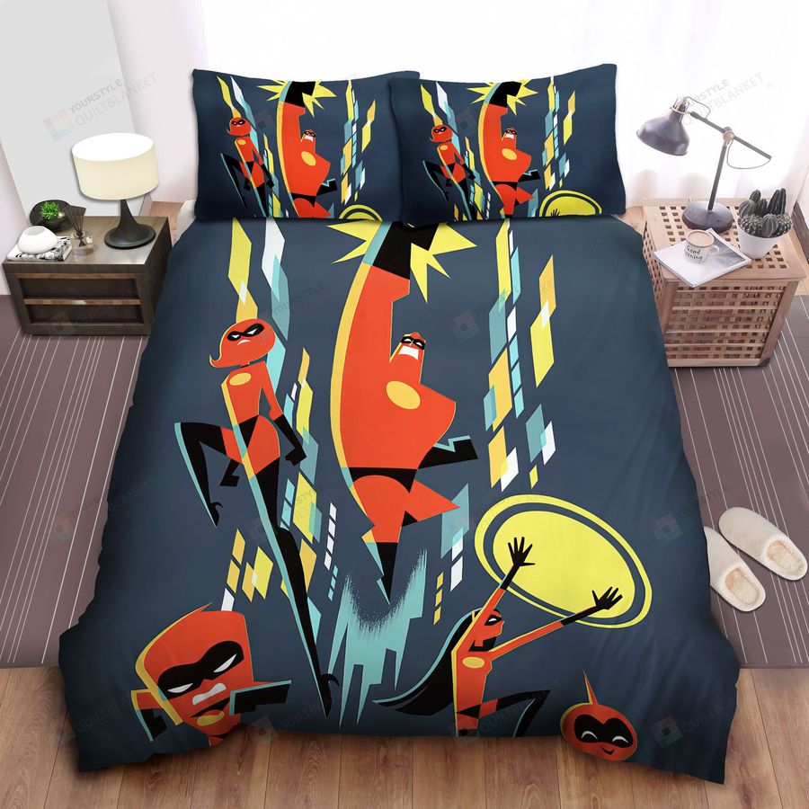 The Incredibles Family In Superhero Magic Band Art Cover Bed Sheets Spread Comforter Duvet Cover Bedding Sets
