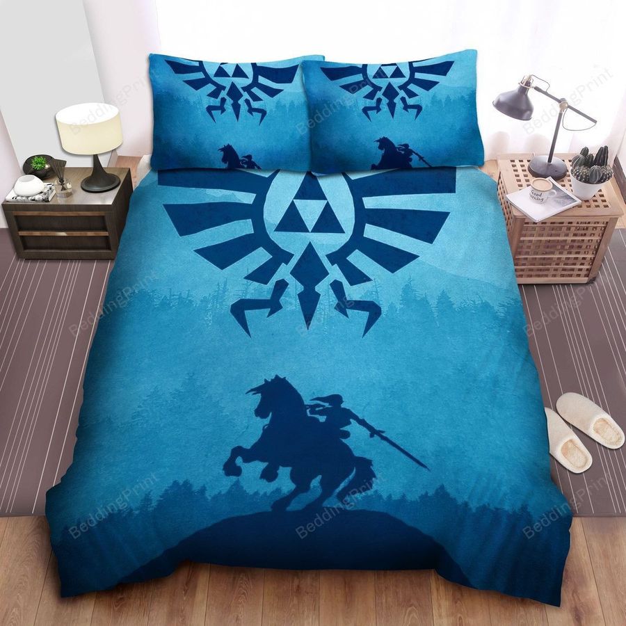 The Legend Of Zelda Link And The Royal Crest Silhouette Artwork Bed Sheets Duvet Cover Bedding Sets