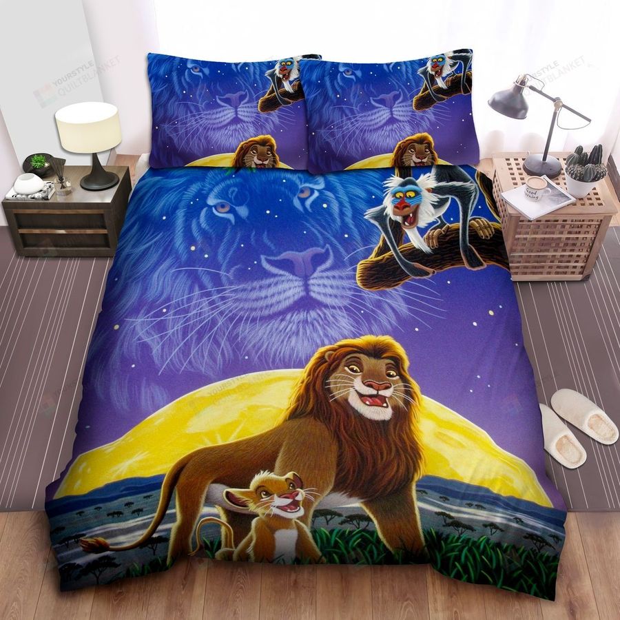 The Lion King Mufasa Simba And Rafiki In Digital Art Bed Sheets Spread Comforter Duvet Cover Bedding Sets