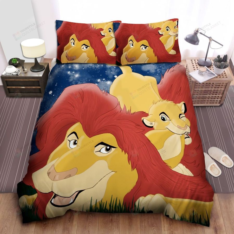 The Lion King Young Simba Playing With Father Mufasa Bed Sheets Spread Comforter Duvet Cover Bedding Sets