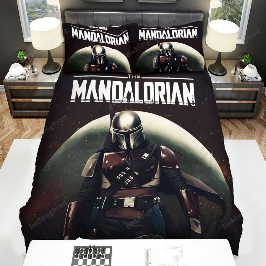 The Mandalorian (2019) The Mandalorian On The Moon Digital Artwork Bed Sheets Spread Comforter Duvet Cover Bedding Sets