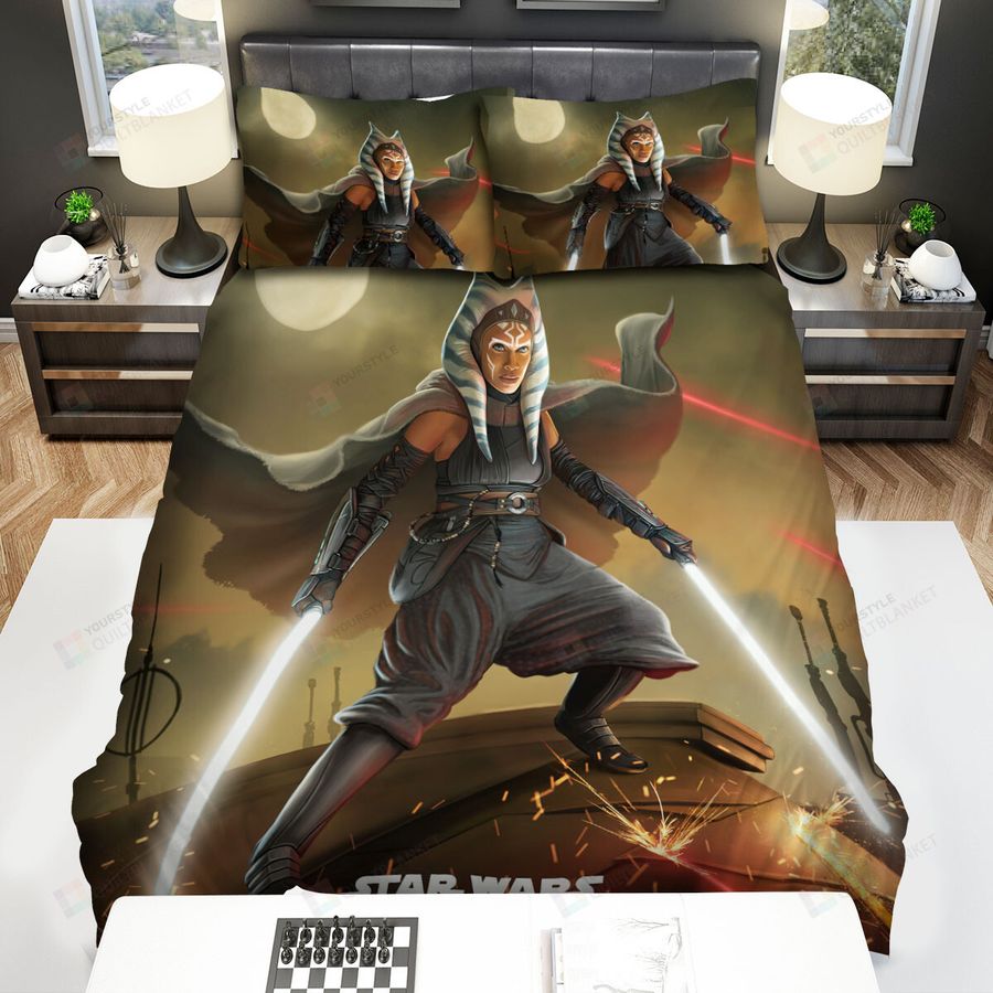 The Mandalorian (2019) The Woman With Electric Sword Digital Artwork Bed Sheets Spread Comforter Duvet Cover Bedding Sets