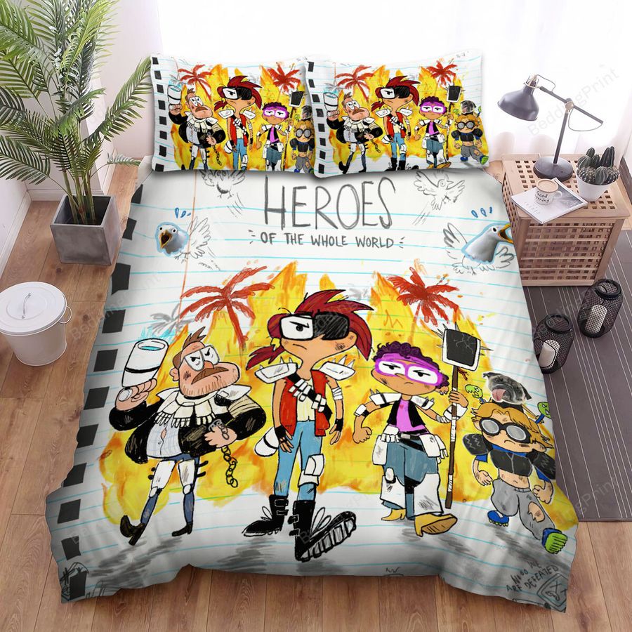 The Mitchells Vs. The Machines Heroes Of The Whole World Bed Sheets Spread Duvet Cover Bedding Sets