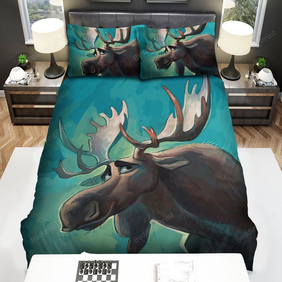 The Moose In Cartoon Bed Sheets Spread Duvet Cover Bedding Sets