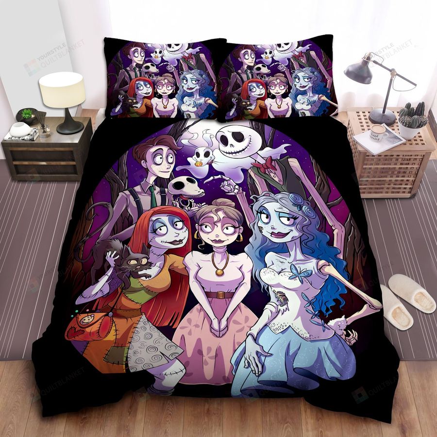 The Nightmare Before Christmas Characters In Cartoon Art Bed Sheets Spread Comforter Duvet Cover Bedding Sets