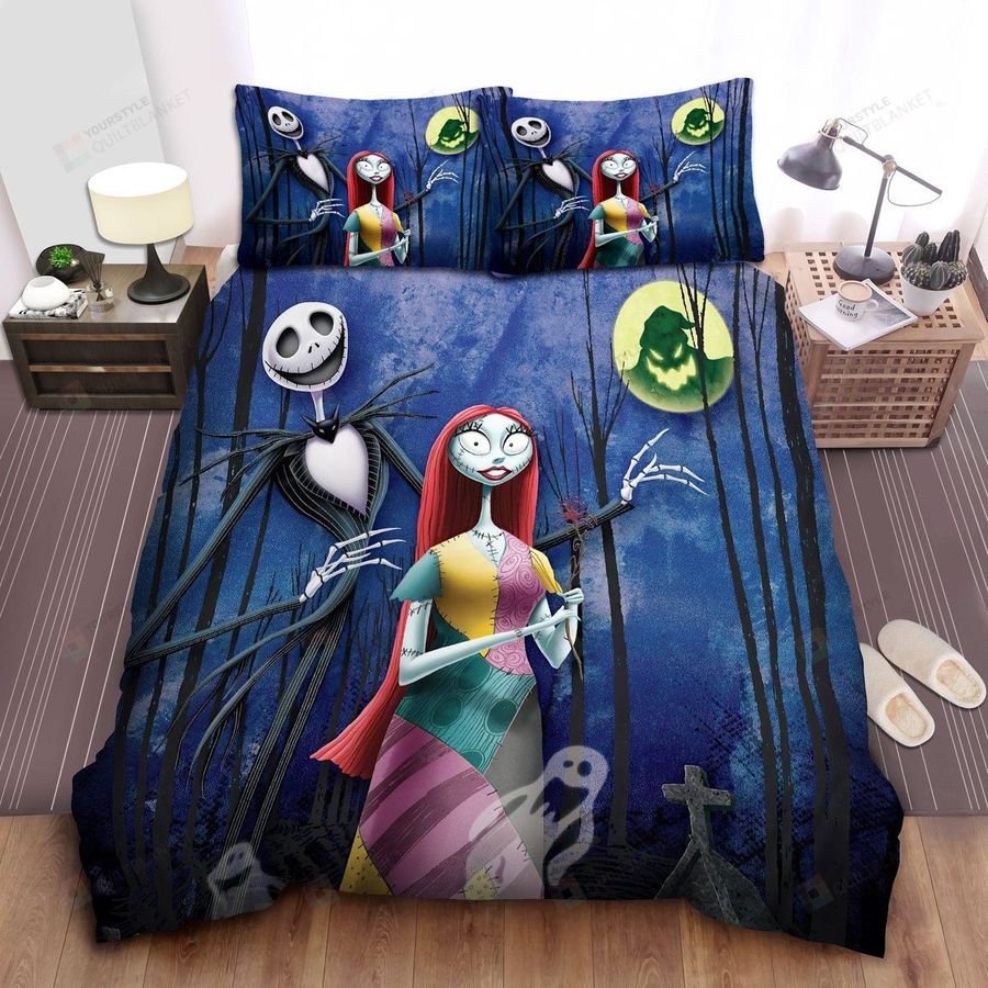 The Nightmare Before Christmas Jack & Sally In Scary Woods Bed Sheets Spread Comforter Duvet Cover Bedding Sets