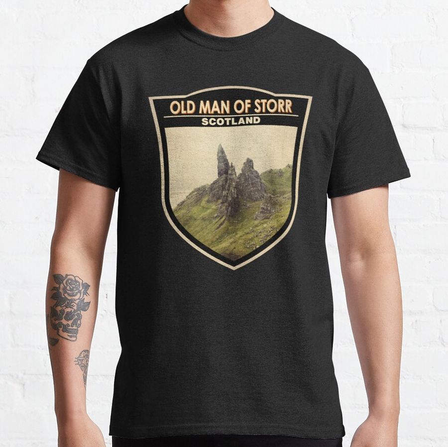 The Old Man of Storr Scotland Watercolor Badge Classic T-Shirt