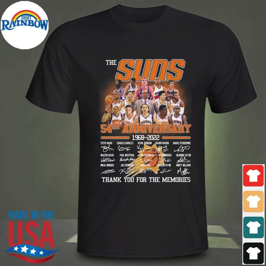 The Phoenix Suns 54th anniversary 1968 2022 thank you for the memories signatures shirt