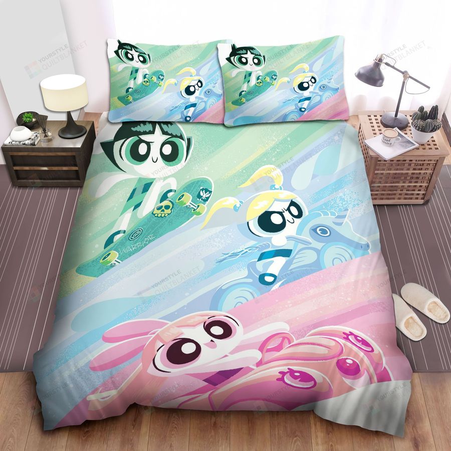The Powerpuff Girls Colourful Bed Sheets Spread Comforter Duvet Cover Bedding Sets