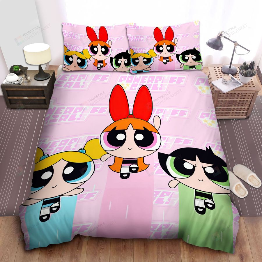 The Powerpuff Girls Pattern Bed Sheets Spread Comforter Duvet Cover Bedding Sets
