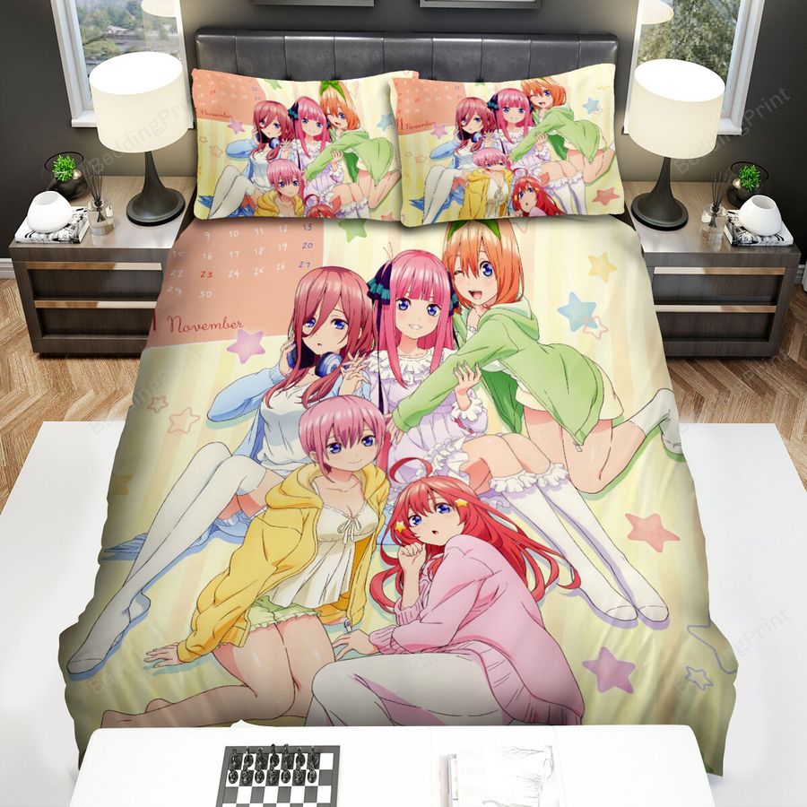 The Quintessential Quintuplets In Pajamas Bed Sheets Spread Duvet Cover Bedding Sets
