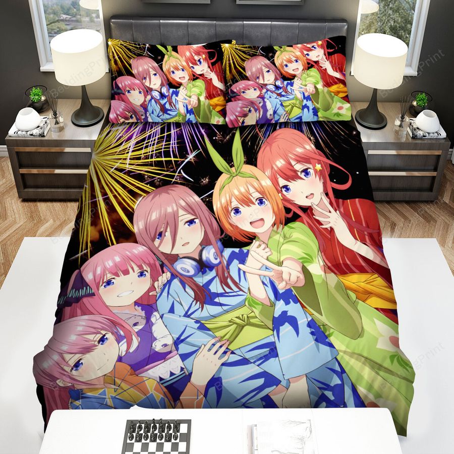 The Quintessential Quintuplets On New Year Eve Bed Sheets Spread Duvet Cover Bedding Sets