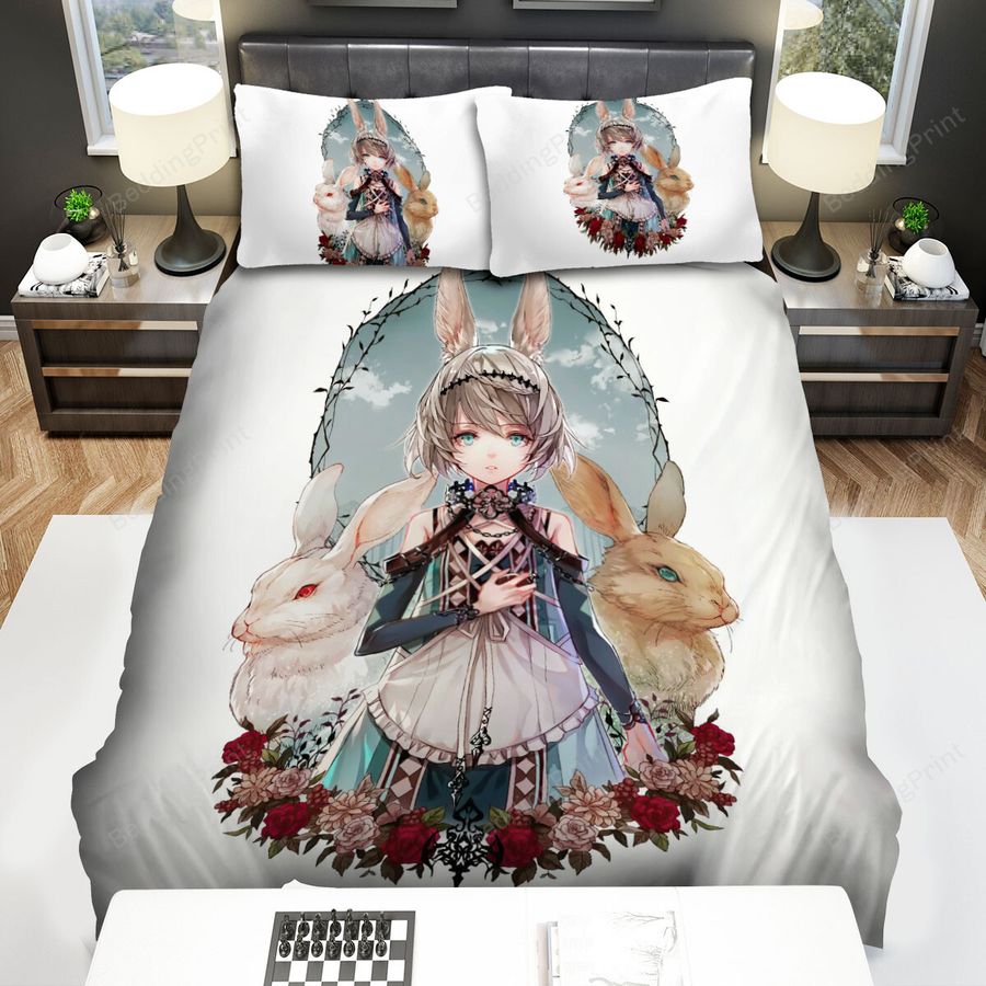 The Rabbit Girl In The Middle Bed Sheets Spread Duvet Cover Bedding Sets