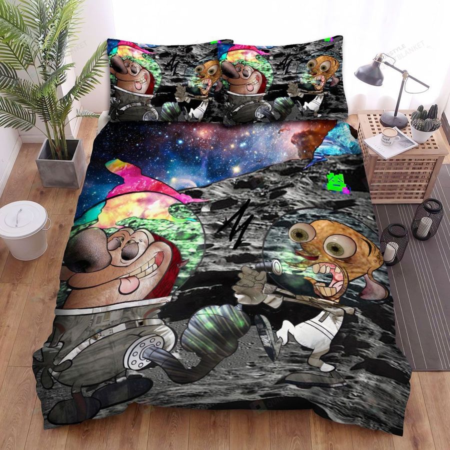 The Ren And Stimpy Show Farting Astronaut Bed Sheets Spread Duvet Cover Bedding Sets
