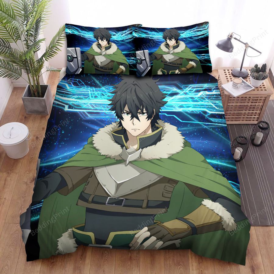 The Rising Of The Shield Hero, Naofumi Holding Tight The Shield Bed Sheets Spread Duvet Cover Bedding Sets