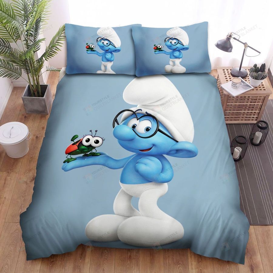 The Smurfs Brany Smurf Solo Picture Bed Sheets Spread Duvet Cover Bedding Sets