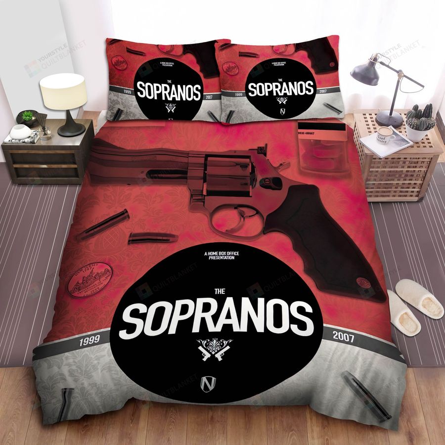 The Sopranos Gun And Bullets Art Poster Bed Sheet Spread Duvet Cover Bedding Sets