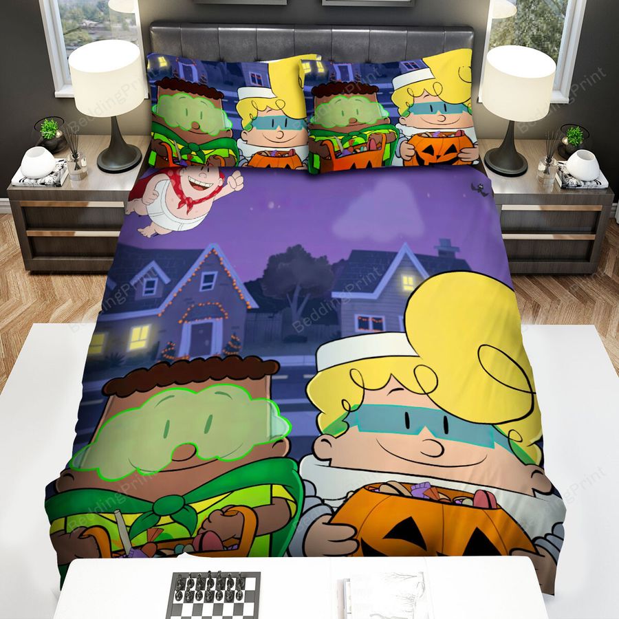 The Spooky Tale Of Captain Underpants Hack-A-Ween Bed Sheets Spread Duvet Cover Bedding Sets